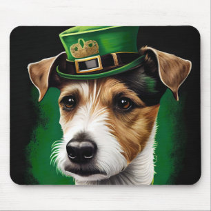Jack Russell Dog in St. Patrick's Day Dress Mouse Mat