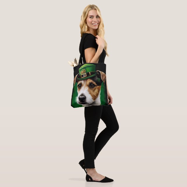 Jack Russell Dog in St. Patrick's Day Dress Tote Bag (On Model)