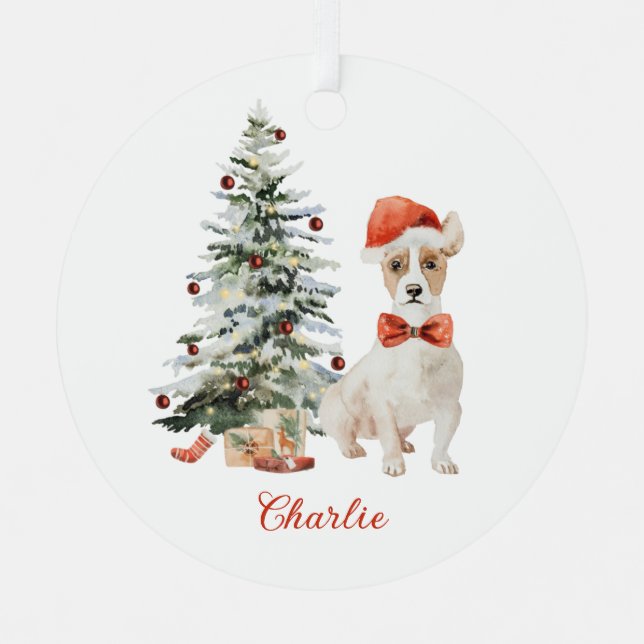 Jack Russell Dog Personalized Christmas Ornament (Front)