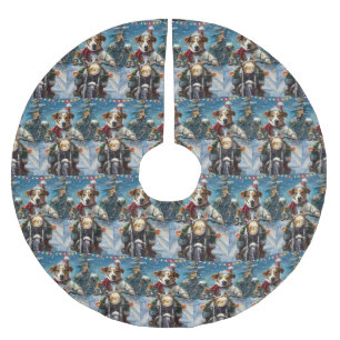 Jack Russell Dog Riding Motorcycle Christmas Brushed Polyester Tree Skirt