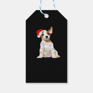 Jack Russell dog Santa Christmas Tree Lights Xmas Gift Tags