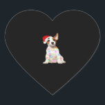 Jack Russell dog Santa Christmas Tree Lights Xmas  Heart Sticker<br><div class="desc">Jack Russell dog Santa Christmas Tree Lights Xmas Boys Dog92 Oversized T-Shirt</div>