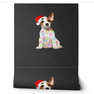Jack Russell dog Santa Christmas Tree Lights Xmas Wallpaper