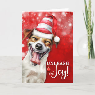 Jack Russell Dog Unleash the Joy Christmas Holiday Card