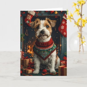 Jack Russell Dog With Christmas Gifts Fireplace Card
