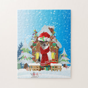 Jack Russell dog with Christmas gifts Jigsaw Puzzle