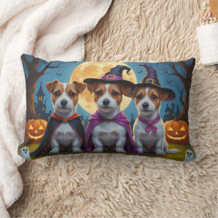 Jack Russell Dogs Pumpkin Halloween Funny Lumbar Cushion