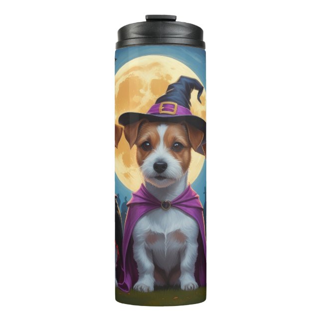 Jack Russell Dogs Pumpkin Halloween Funny Thermal Tumbler (Front)