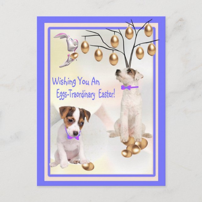 Jack Russell Eggs -Traordinary Easter Wishes Holiday Postcard (Front)