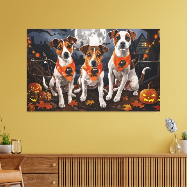 Jack Russell Halloween Spooky Canvas Print (Insitu(LivingRoom))