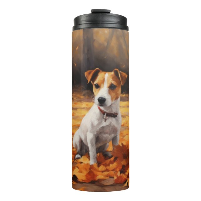 Jack Russell in Autumn Leaves Fall Inspire Thermal Tumbler (Front)