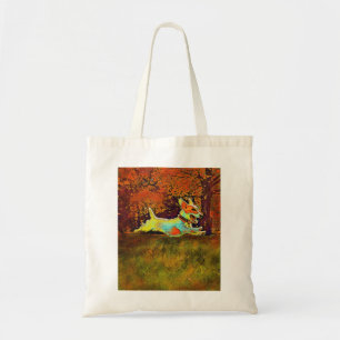 jack russell in autumn tote bag