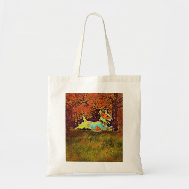 jack russell in autumn tote bag (Front)