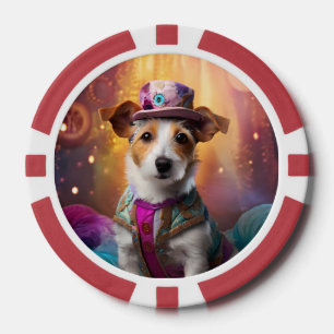 Jack Russell in Colorful Costume Poker Chips