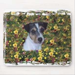 JACK RUSSELL IN THE FLOWERS MOUSE MAT