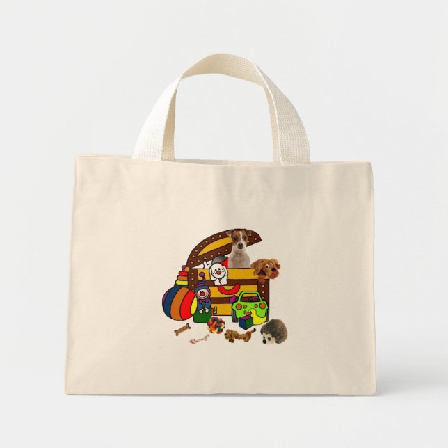 JACK RUSSELL IN THE TOY BOX MINI TOTE BAG (Front)