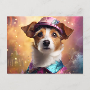 Jack Russell in Vibrant Costume Postcard