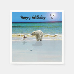 Jack Russell Meet Polar Bear Birthday Paper Napkin