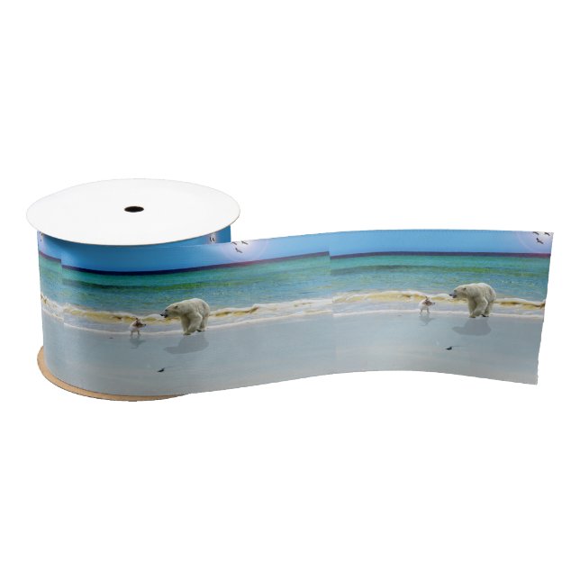 Jack Russell Meet Polar Bear, Satin Ribbon (Spool)