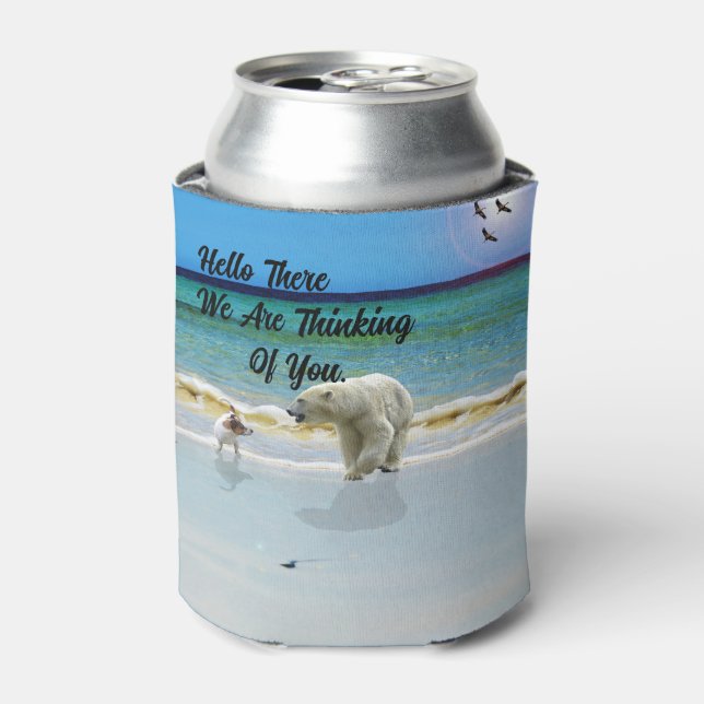 Jack Russell Meets Polar Bear, Can Cooler (Can Front)
