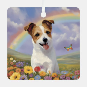 Jack Russell Memorial Custom Rainbow Butterfly Metal Tree Decoration