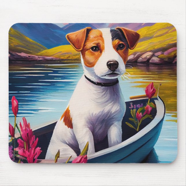 Jack Russell on a Paddle: A Scenic Adventure Mouse Mat (Front)