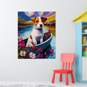 Jack Russell on a Paddle: A Scenic Adventure Poster