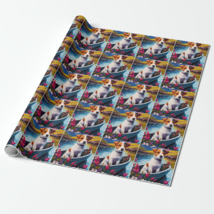 Jack Russell on a Paddle: A Scenic Adventure Wrapping Paper