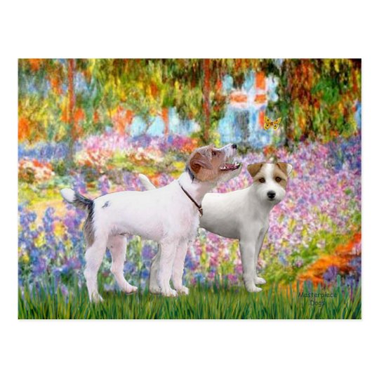 Jack Russell Pair - Garden Postcard