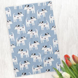 Jack Russell Parson Terrier Dog Pattern Tea Towel<br><div class="desc">A cute but feisty Jack Russell Terrier dog pattern on a blue background.  These lovely little pups are also known as Parson Russell Terriers.</div>