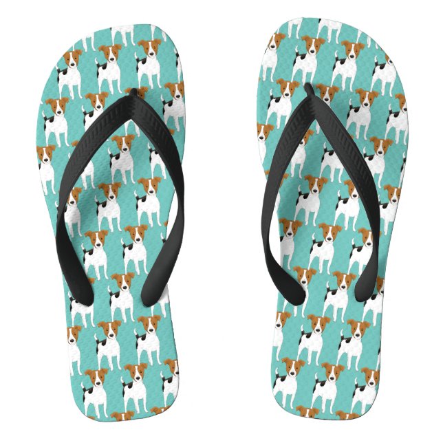 Jack Russell Pattern  Flip Flops (Footbed)