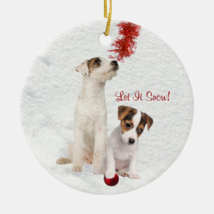 Jack Russell Puppies Let It  Snow Ornament