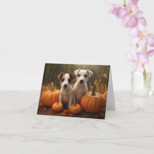 Jack Russell Puppy Autumn Delight Pumpkin  Card