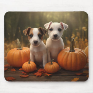 Jack Russell Puppy Autumn Delight Pumpkin  Mouse Mat