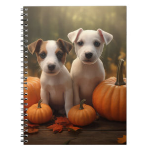 Jack Russell Puppy Autumn Delight Pumpkin Notebook