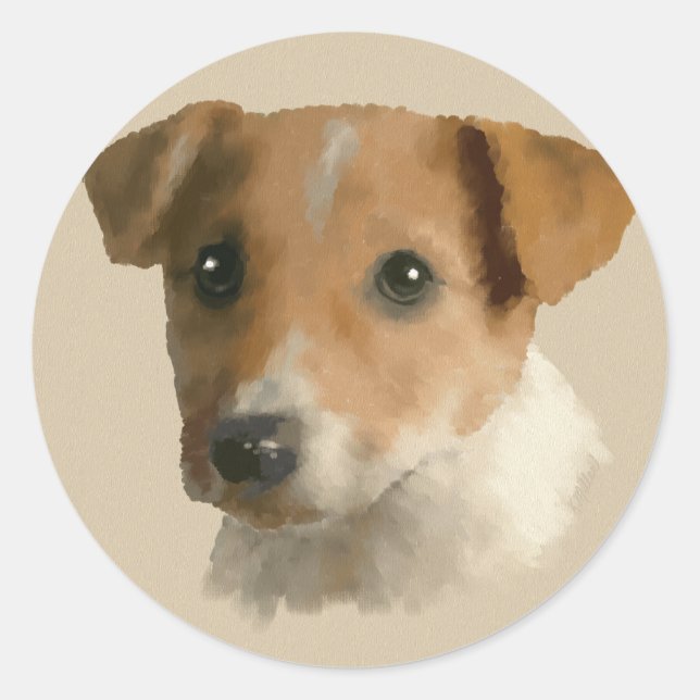 Jack Russell Puppy Classic Round Sticker (Front)