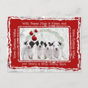 Jack Russell Puppy Hugs & Kisses Christmas Wishes Holiday Postcard