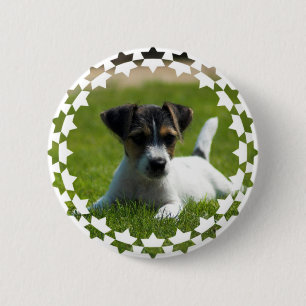 Jack Russell Puppy Round Button