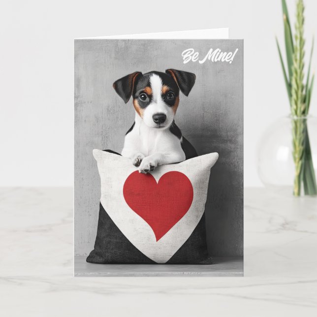 Jack Russell Puppy Valentine Card (Front)