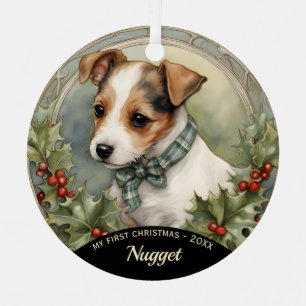 Jack Russell Puppy's First Christmas Ornament