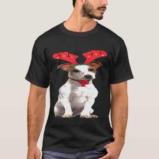 Jack Russell Reindeer Christmas Dog Funny T-Shirt