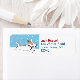 Jack Russell Snow Dog Holiday Return Address