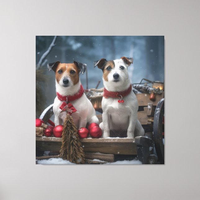 Jack Russell Snowy Sleigh Christmas Decor  (Front)