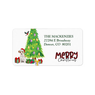 Jack Russell Terrier and Christmas Tree Label