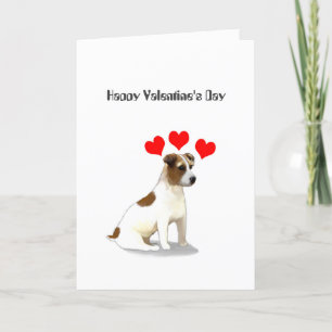 Jack Russell Terrier and Hearts Valentine Holiday Card