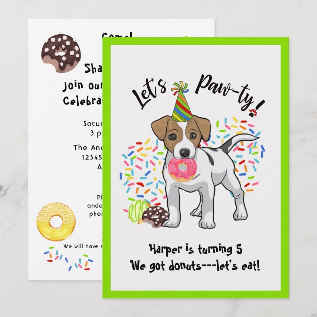 Jack Russell Terrier Birthday Party Invitation (Front/Back)