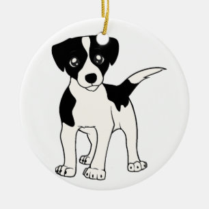 jack-russell-terrier black cartoon ceramic tree decoration