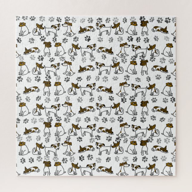 Jack Russell Terrier Cartoon Difficult Jigsaw Puzzle (Vertical)