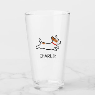 Jack Russell Terrier Cartoon Dog Personalised Glass
