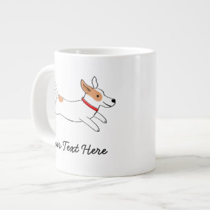 Jack Russell Terrier Cartoon Dog with Custom Text Large Coffee Mug
